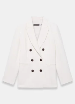 Discount Cream Double Breasted Blazer Jackets