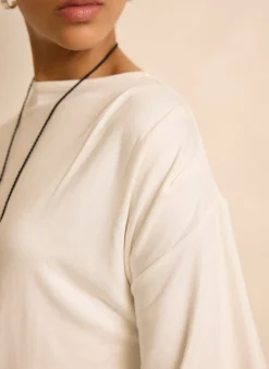 Sale Cream Draped Asymmetric Top All Tops|Tops