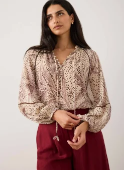 Feather Print Blouse Shirts & Blouses