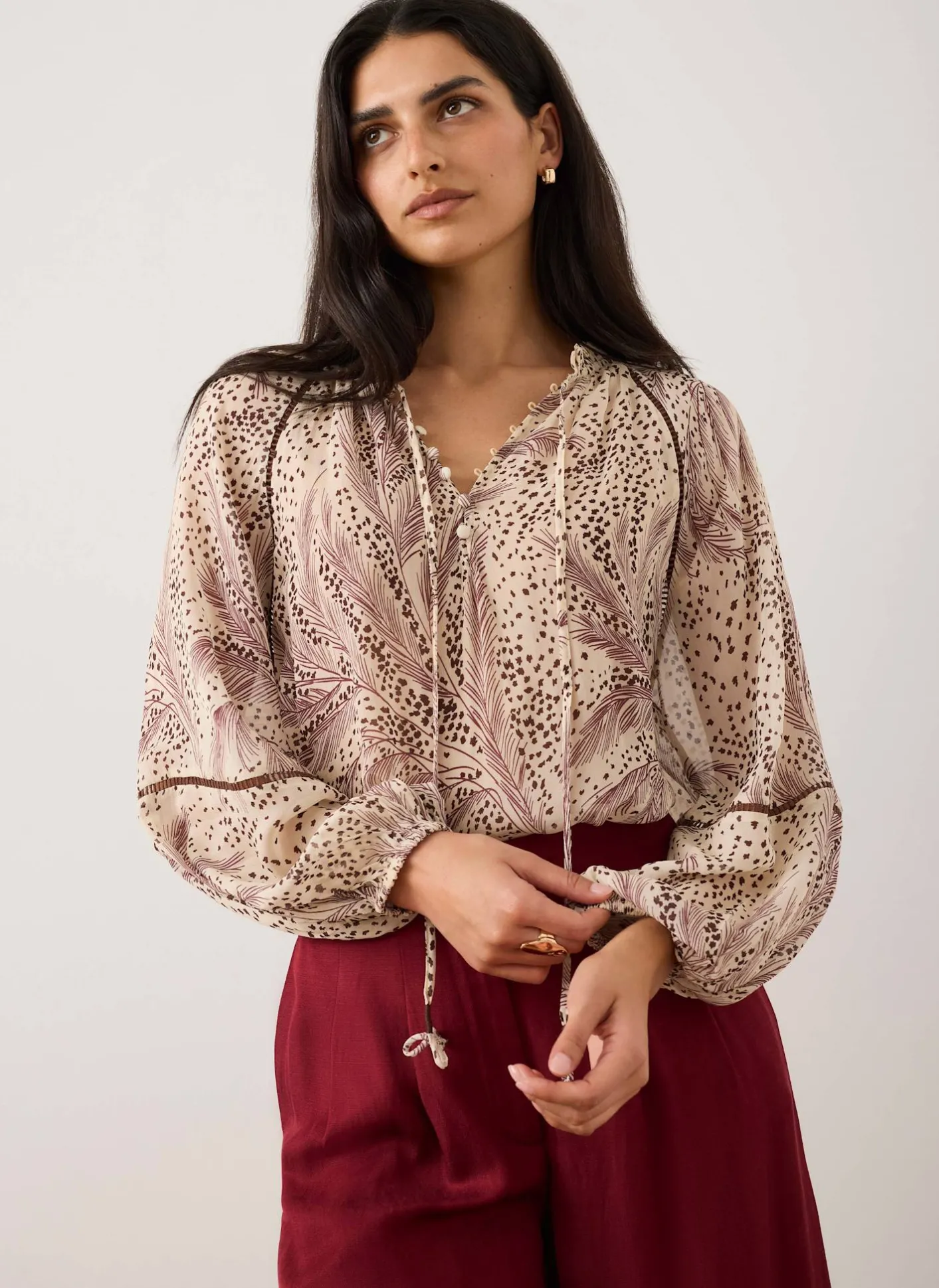Feather Print Blouse Shirts & Blouses