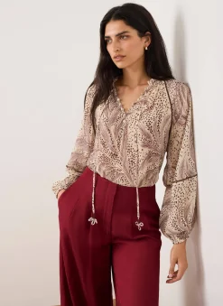 Feather Print Blouse Shirts & Blouses