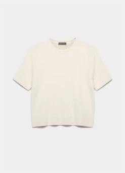 Online Cream Fitted Knit Tee Knitted Tops|Knitted Tops