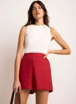 Best Cream Floral Applique Vest Top T-Shirts|T-Shirts