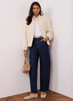 Sale Cream Floral Jacquard Quilted Jacket Jackets