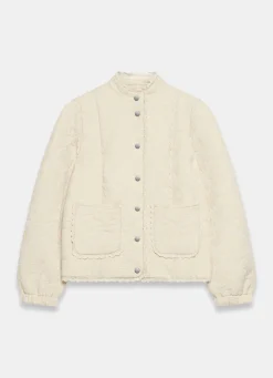 Sale Cream Floral Jacquard Quilted Jacket Jackets