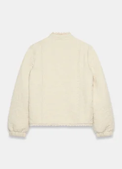 Sale Cream Floral Jacquard Quilted Jacket Jackets
