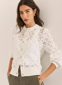 Outlet Cream Lace Cotton Blend Jacket Cardigans|Jumpers & Cardigans