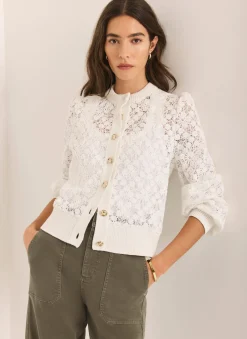 Outlet Cream Lace Cotton Blend Jacket Cardigans|Jumpers & Cardigans