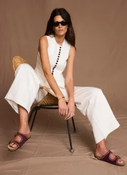 Linen Blend Pleated Wide Leg Trousers Wide Leg Trousers|Trousers