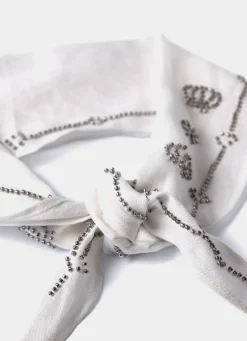 Best Cream Linen Embellished Neck Scarf Scarves