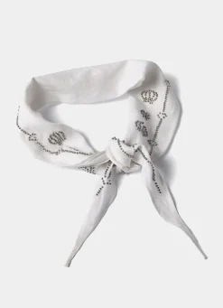 Best Cream Linen Embellished Neck Scarf Scarves