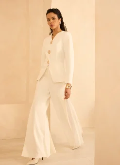 Hot Cream Pleat Detail Trousers Mv Limited|Trousers