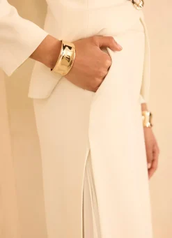 Hot Cream Pleat Detail Trousers Mv Limited|Trousers