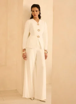 Hot Cream Pleat Detail Trousers Mv Limited|Trousers