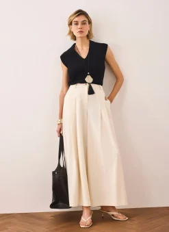 Pleated Cropped Wide Trousers Wide Leg Trousers|Trousers