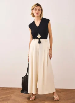 Pleated Cropped Wide Trousers Wide Leg Trousers|Trousers