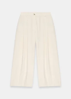 Pleated Cropped Wide Trousers Wide Leg Trousers|Trousers