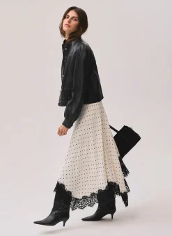 Hot Polka Dot Lace Trim Maxi Skirt Maxi Skirts|Skirts