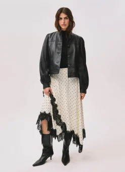 Hot Polka Dot Lace Trim Maxi Skirt Maxi Skirts|Skirts