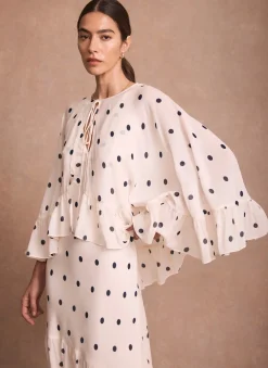 Polka Dot Print Cape Maxi Dress Occasion Dresses|Occasion Dresses