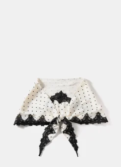 Best Polka Dot Print Lace Trim Scarf Scarves