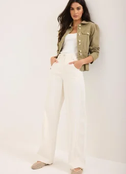 Discount Cream Relaxed Wide Leg Jeans Jeans|Wide Leg Jeans