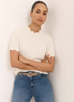 Online Scallop Knit Top Knitted Tops|Knitted Tops