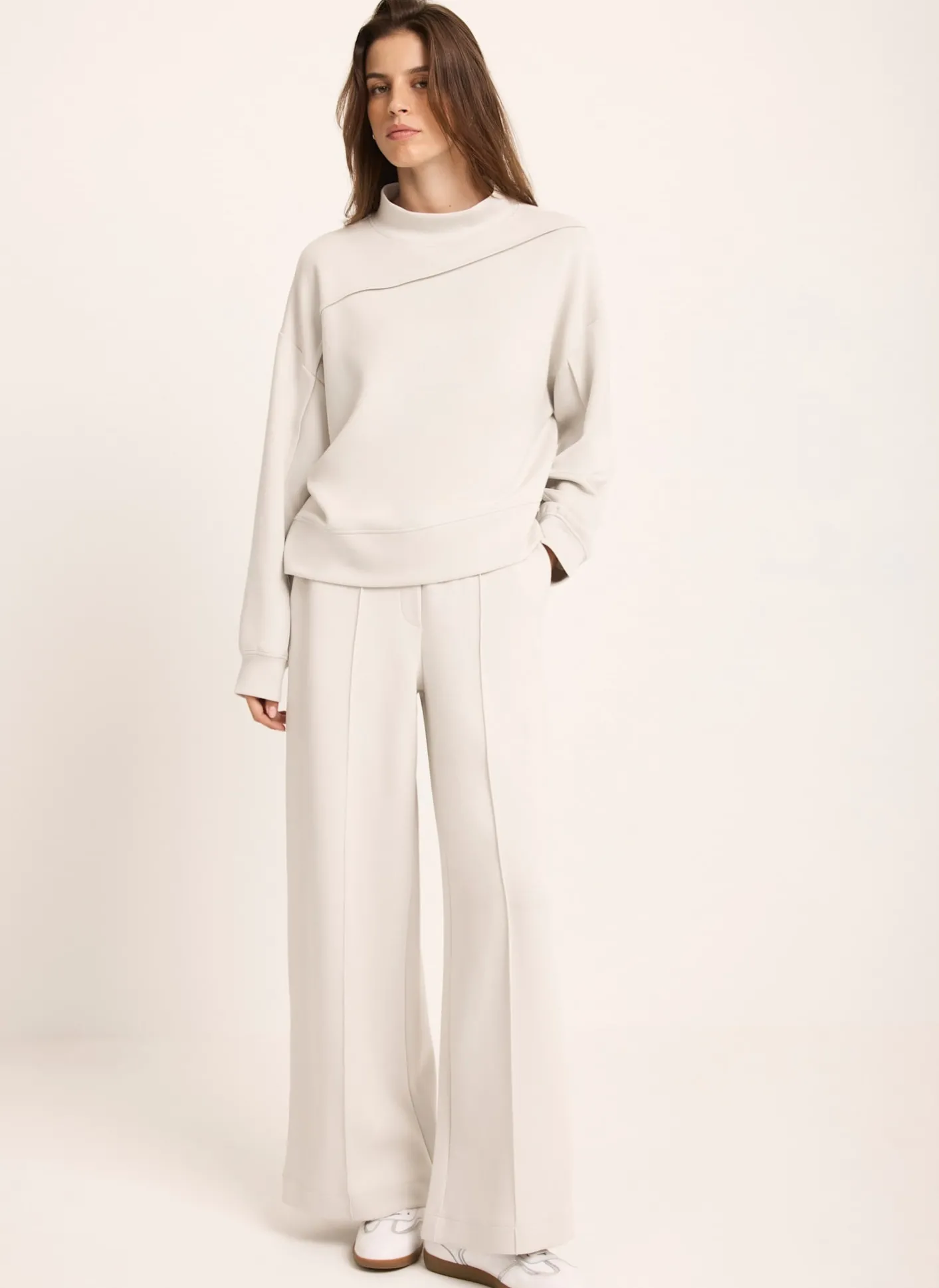 Cream Seam Detail Sweatshirt Sweatshirts|Sweatshirts