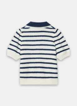 Sale Cream Striped Knit Denim Detail Tops Jumpers|Jumpers & Cardigans