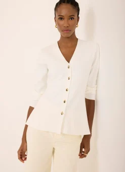 Online Cream V Neck Longline Cardigan Cardigans|Jumpers & Cardigans