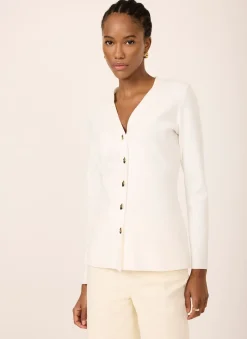 Online Cream V Neck Longline Cardigan Cardigans|Jumpers & Cardigans