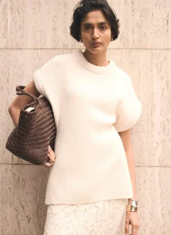 Discount Cream Wool Blend Longline Knit Top Knitted Tops|Knitted Tops