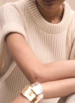 Discount Cream Wool Blend Longline Knit Top Knitted Tops|Knitted Tops