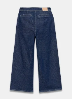 Clearance Dark Indigo Button Front Tailored Jean Jeans|Wide Leg Jeans