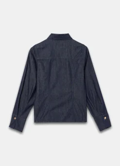 New Dark Indigo Denim Fitted Shirt Shirts & Blouses