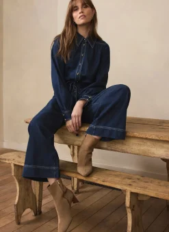 Clearance Dark Indigo Denim Jumpsuit Jumpsuits
