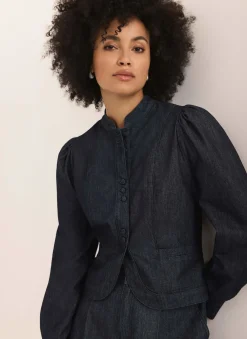 Hot Dark Indigo Denim Long Sleeve Jacket Jackets|Denim Jackets
