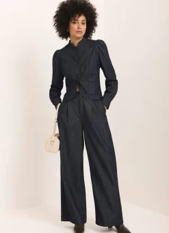 Hot Dark Indigo Denim Long Sleeve Jacket Jackets|Denim Jackets