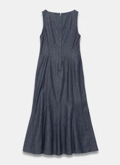 New Dark Indigo Denim Midi Dress Midi Dresses|Denim Dresses