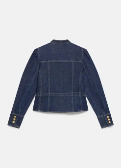 New Dark Indigo Puff Sleeve Denim Jacket Jackets|Denim Jackets