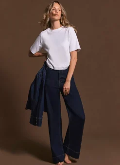 Sale Dark Indigo Tailored Wide Jeans Wide Leg Jeans