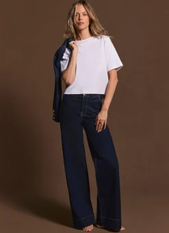Sale Dark Indigo Tailored Wide Jeans Wide Leg Jeans