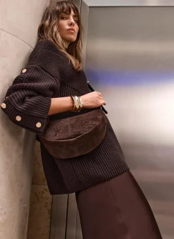New Dolly Textured Suede Scoop Sling Bag Bags