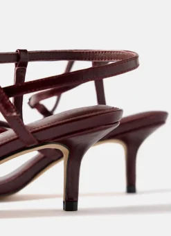 Sale Eli Leather Strappy Kitten Heels Heels|Heels