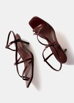 Sale Eli Leather Strappy Kitten Heels Heels|Heels