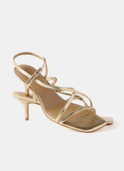 Discount Eli Leather Strappy Kitten Heels Heels|Heels