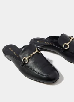 Best Faye Leather Backless Loafers Flat Shoes