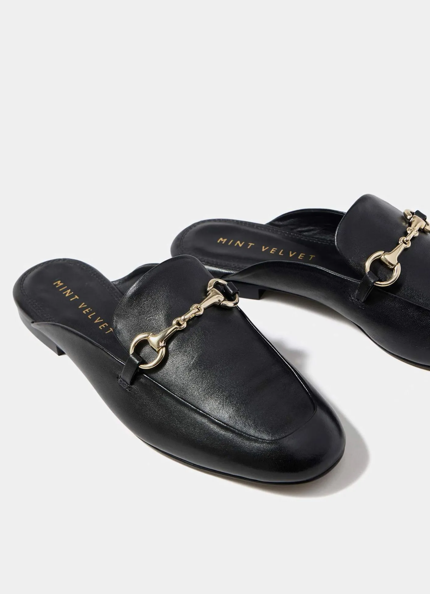 Best Faye Leather Backless Loafers Flat Shoes