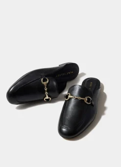 Best Faye Leather Backless Loafers Flat Shoes