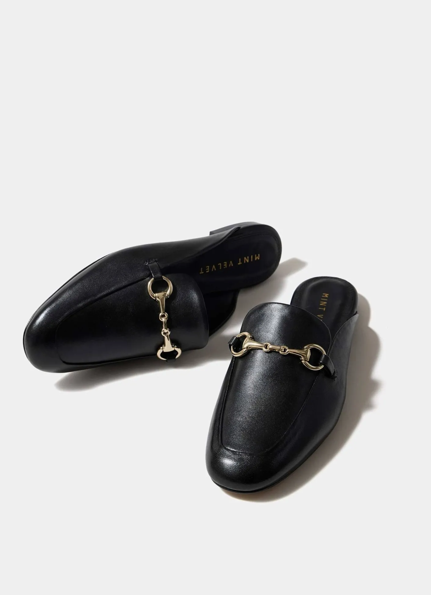 Best Faye Leather Backless Loafers Flat Shoes